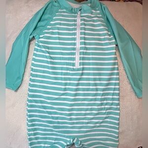 Kids Aqua Striped Swimwear